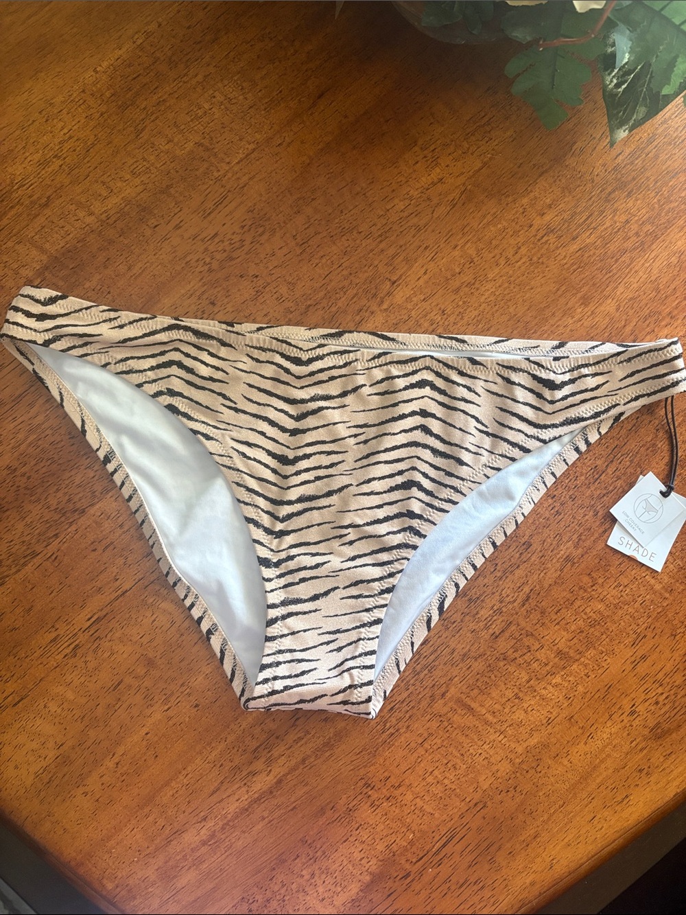 Shade & Shore Tan and Black Zebra-Print Bikini Bottom sz large